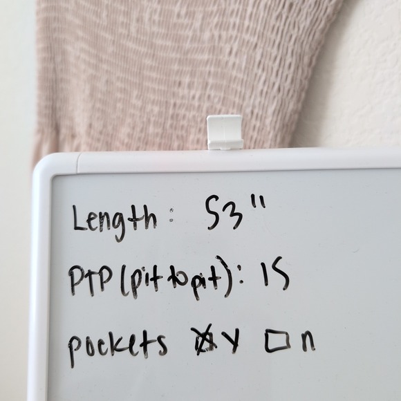 Hill House Home Nap Dress Smocked Maxi Dress Beige L Pockets Minimalist Neutral - Picture 8 of 11